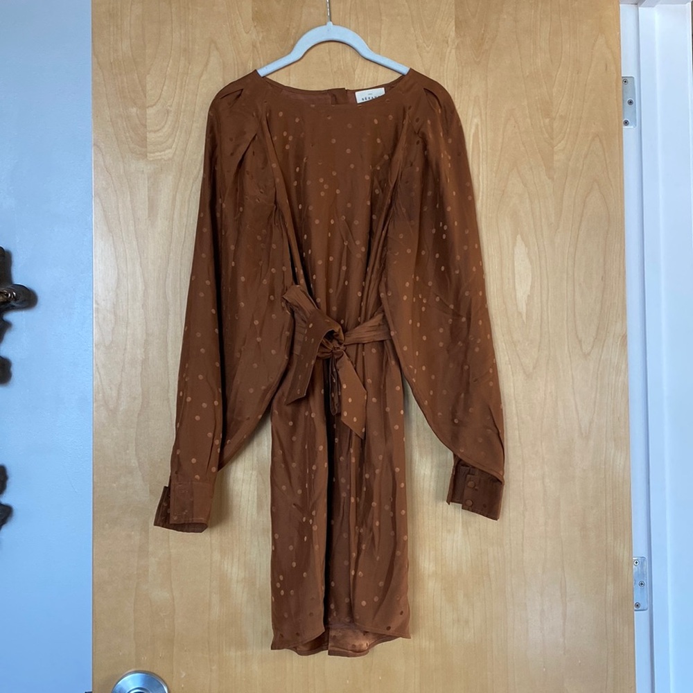 Sezane Erell Dress Caramel Silk Dot
